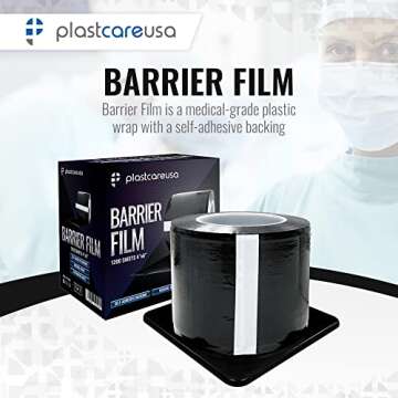 Black Barrier Film Roll 4"x6" - 6.5nm Thickness Medical Grade Surface Protective Dental Barrier Film...