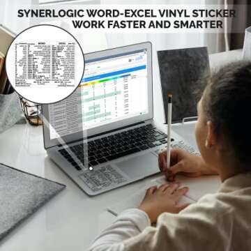 Synerlogic Word/Excel Windows Shortcut Sticker | Reference Guide Keyboard Shortcut Sticker | Work from Home Essentials | Excel Shortcuts Cheat Sheet Laminated & No-Residue Vinyl (Clear/Small, 1pc)