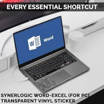 Synerlogic Word/Excel Windows Shortcut Sticker | Reference Guide Keyboard Shortcut Sticker | Work from Home Essentials | Excel Shortcuts Cheat Sheet Laminated & No-Residue Vinyl (Clear/Small, 1pc)
