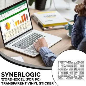 Synerlogic Word/Excel Windows Shortcut Sticker | Reference Guide Keyboard Shortcut Sticker | Work from Home Essentials | Excel Shortcuts Cheat Sheet Laminated & No-Residue Vinyl (Clear/Small, 1pc)