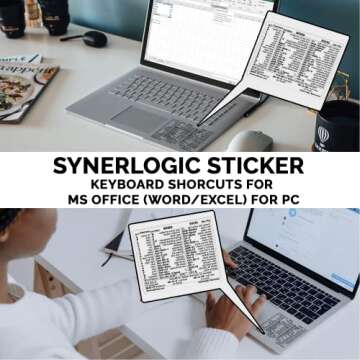Synerlogic Word/Excel Windows Shortcut Sticker | Reference Guide Keyboard Shortcut Sticker | Work from Home Essentials | Excel Shortcuts Cheat Sheet Laminated & No-Residue Vinyl (Clear/Small, 1pc)