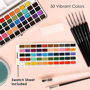 Grabie Watercolor Paint Set with 50 Colors and Brushes