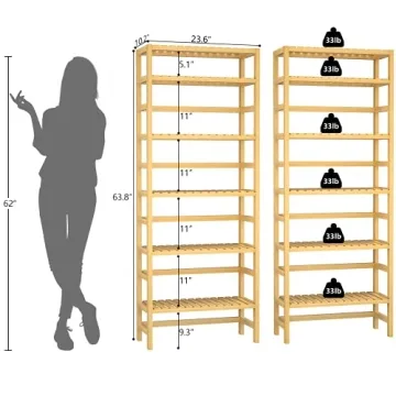 Buy Homykic 6-Tier Bamboo Bookshelf - Elegant & Adjustable