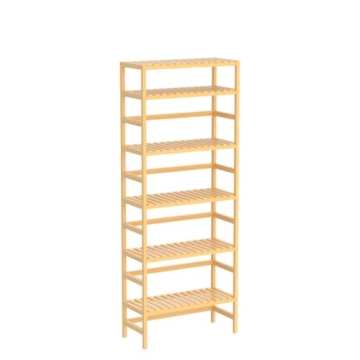 Buy Homykic 6-Tier Bamboo Bookshelf - Elegant & Adjustable