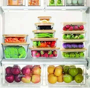 Urban Green Glass Container with Wood Lid, Glass food storage Container with Lids, Glass Meal Prep Containers Set, Glass Containers set (Natural-Bamboo-1p)