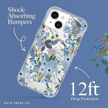 Rifle Paper Co. Garden Party Blue iPhone 15 Case with MagSafe