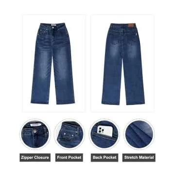 Genleck Women's Wide Leg Jeans – Trendy Cropped Loose Jeans High Waisted Stretchy Capri Denim Pants Baggy Trousers 2024(Cetacean Blue, 8)