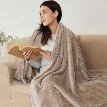 Exclusivo Mezcla Fleece Bed Blanket Twin Size, Super Soft and Warm Blankets for Couch, Sofa and Bed Waffle Textured, Cozy, Fuzzy and Lightweight (Camel, 90x66 Inches)