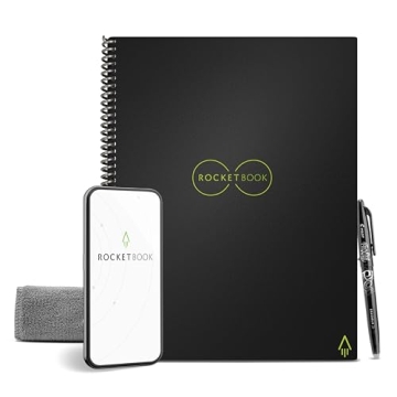 Rocketbook Core Reusable Spiral Notebook, Letter Size 8.5x11, Black - Dotted Pages, App-Connected, E...