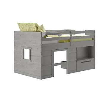 Max & Lily Twin Loft Bed with Storage in Driftwood