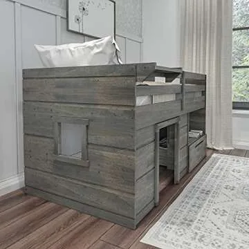 Max & Lily Twin Loft Bed with Storage in Driftwood