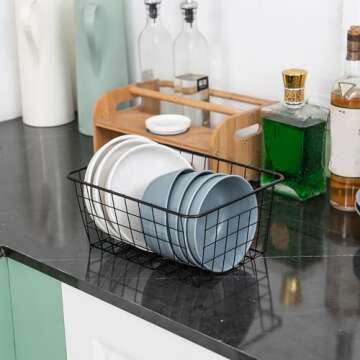 JUNCHU CHERRY Wire Storage Basket 5 Pack for Home Organization