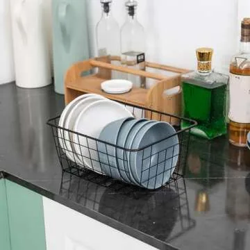 JUNCHU CHERRY Wire Storage Basket 5 Pack for Home Organization