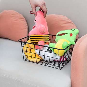 JUNCHU CHERRY Wire Storage Basket 5 Pack for Home Organization