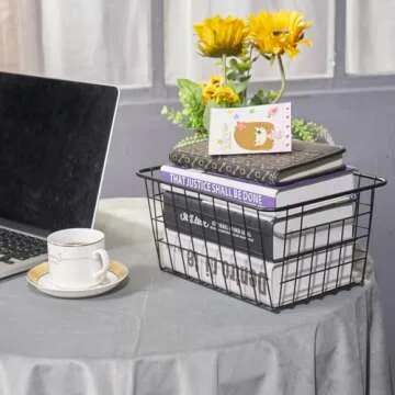 JUNCHU CHERRY Wire Storage Basket 5 Pack for Home Organization