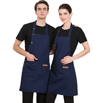 Orocensn Kitchen Aprons Cotton Canvas with Two Pockets Adjustable Straps Cooking Aprons for Men and ...
