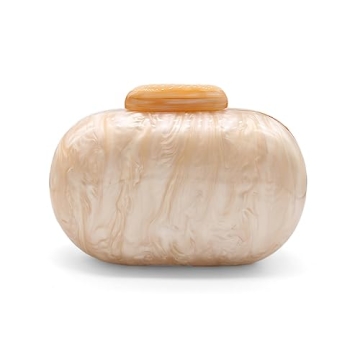 GSYPS Acrylic Evening Clutch Bag for Women - Shell Shape Glitter Marble Purse