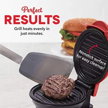 DASH Mini Maker Portable Grill Machine + Panini Press for Gourmet Burgers, Sandwiches, Chicken + Other On the Go Breakfast, Lunch, or Snacks with Recipe Guide - Red