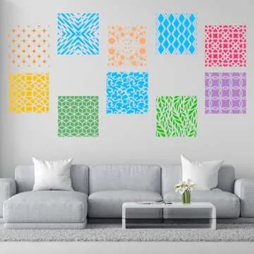 24Pcs Stencils for Painting, Reusable Geometric Painting Stencils Abstract Layering Stencil for Painting on Wooden Furniture Floor Decor DIY Supplies