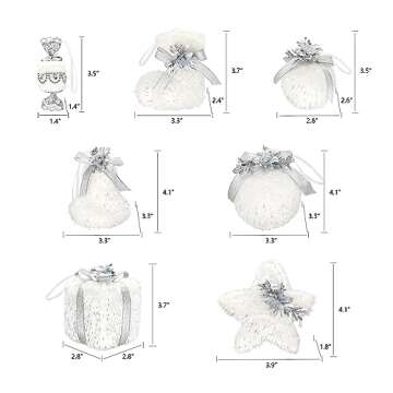 Elegant 18-Piece White Christmas Ornament Set in Gift Box