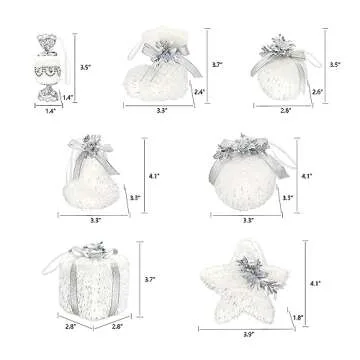 Elegant 18-Piece White Christmas Ornament Set in Gift Box