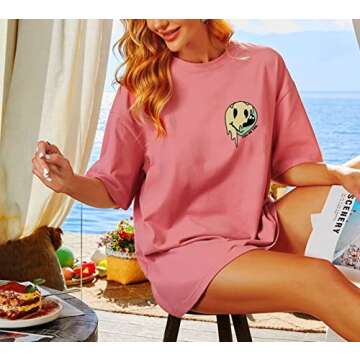MISSACTIVER Women Oversized Graphic Print Tee Shirt - Soft & Trendy Casual T-shirt