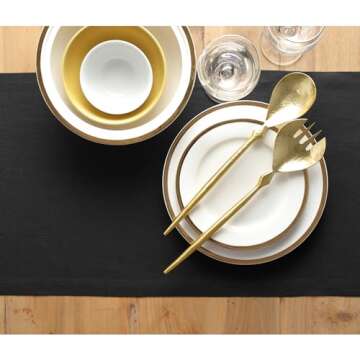 Solino Home Black Linen Table Runner | 100% Pure Linen