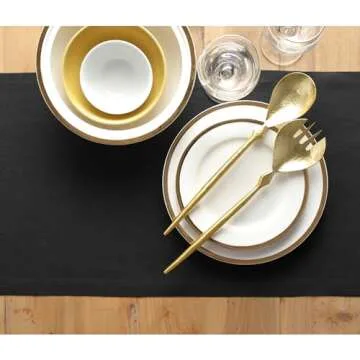 Solino Home Black Linen Table Runner | 100% Pure Linen
