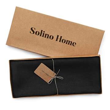 Solino Home Black Linen Table Runner | 100% Pure Linen