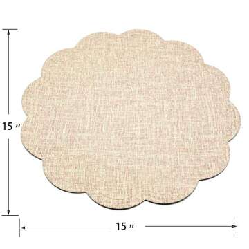 Utalek Round Waterproof Placemats Set of 4 PU Washable Heat Resistant Table Mats Stain Resistant Easy to Clean Non-Slip Placemats for Dining Kitchen Table Decor (Beige)
