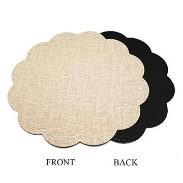 Utalek Round Waterproof Placemats Set of 4 PU Washable Heat Resistant Table Mats Stain Resistant Easy to Clean Non-Slip Placemats for Dining Kitchen Table Decor (Beige)