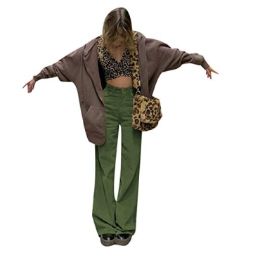 Stylish High Waisted Corduroy Baggy Pants for Women