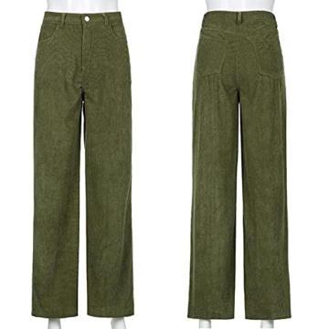 Stylish High Waisted Corduroy Baggy Pants for Women