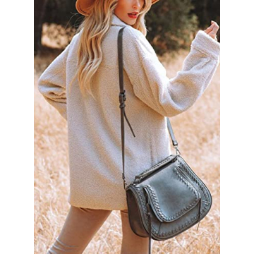 Nirovien Womens Oversized Fleece Jakcets Button Down Sherpa Shacket Fuzzy Coats Casual Warm Teddy Outwear with Pockets(Beige,M)