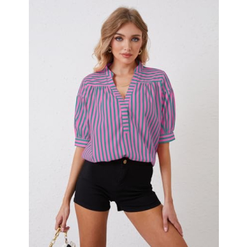 Chic MSBESYOR Women Puff Sleeve Blouse for Work