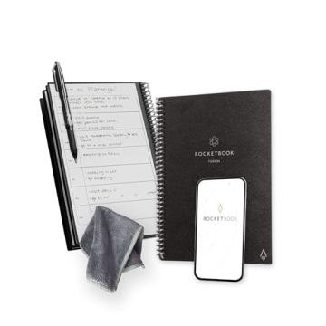 Rocketbook Fusion Reusable Undated Productivity Planner, Executive Size 6x8.8, Black - Goals, Monthl...