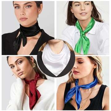 AWAYTR 23.6" Satin Neck Scarf Small Hair Scarf Women Silk Head Scarf Costume Bandana Girls Vintage Handkerchief Ribbon Scarf (Wine red)