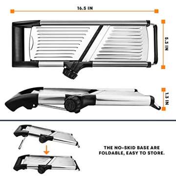 Adjustable Stainless Steel Mandoline Slicer - Professional Handheld Kitchen Julienne Cutter for Slicing Food Vegetables Fruit Chip French Fry (1)
