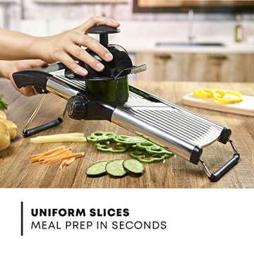 Adjustable Stainless Steel Mandoline Slicer - Professional Handheld Kitchen Julienne Cutter for Slicing Food Vegetables Fruit Chip French Fry (1)