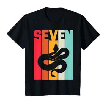 Kids 7th Birthday Vintage Snake Lover Pet Reptile 7 Years Old T-Shirt