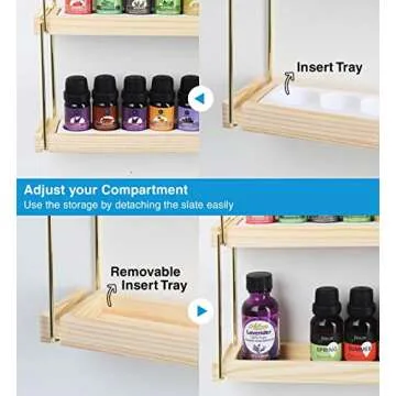 Essential Oils Display Shelf - 5 Tier Gold Frame Organizer