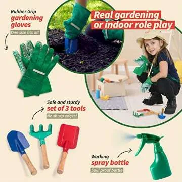 Born Toys Kids Gardening Tool Set for Ages 3-7 - Fun Outdoor Play