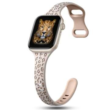 CreateGreat Slim Leopard Engraved Bands - Fashionable Apple Watch Strap for Women