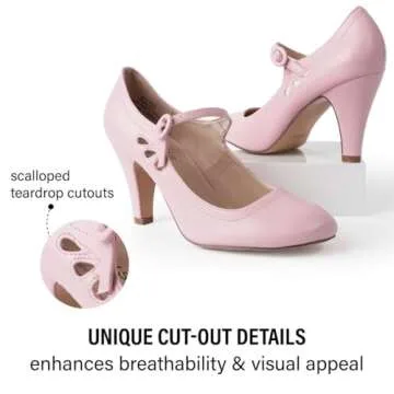 Kitten Heels Mary Jane Pumps By Zooshoo- Adorable Vintage Shoes- Unique Round Toe Design With An Adjustable Strap,Rose Pink,8 B(M) US