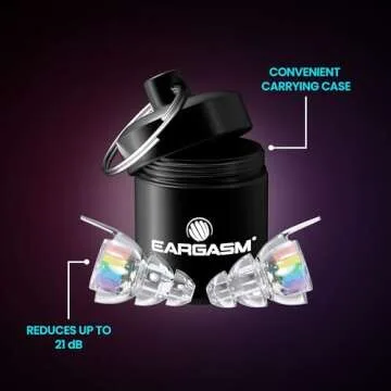 Eargasm High Fidelity Earplugs with Rainbow Filters - Reusable Noise Reduction Hearing Protection Ear-Plugs with Carrying Case for Concerts, Festivals, Raves, Musicians, Live Events, Sports