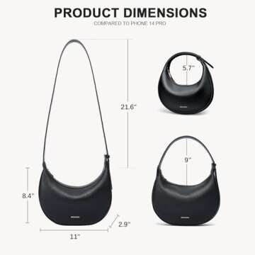 BOSTANTEN Crescent Shoulder Bag for Women Trendy Crossbody Hobo Purse Vegan Leather Clutch Handbag A...