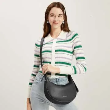 Trendy BOSTANTEN Crescent Shoulder Bag - Adjustable Vegan Leather