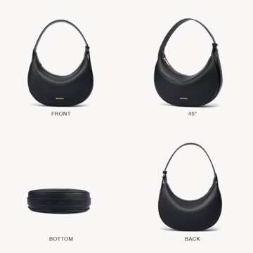 BOSTANTEN Crescent Shoulder Bag for Women Trendy Crossbody Hobo Purse Vegan Leather Clutch Handbag Adjustable Strap, Black