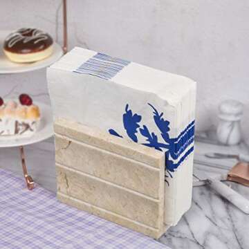 Elegant Champagne Marble Napkin Holder - Stylish Kitchen Organizer