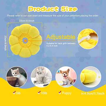 HYLYUN Cat Recovery Collar - Cute Sun Flower Neck Cat Cones After Surgery, Adjustable Cat E Collar, ...